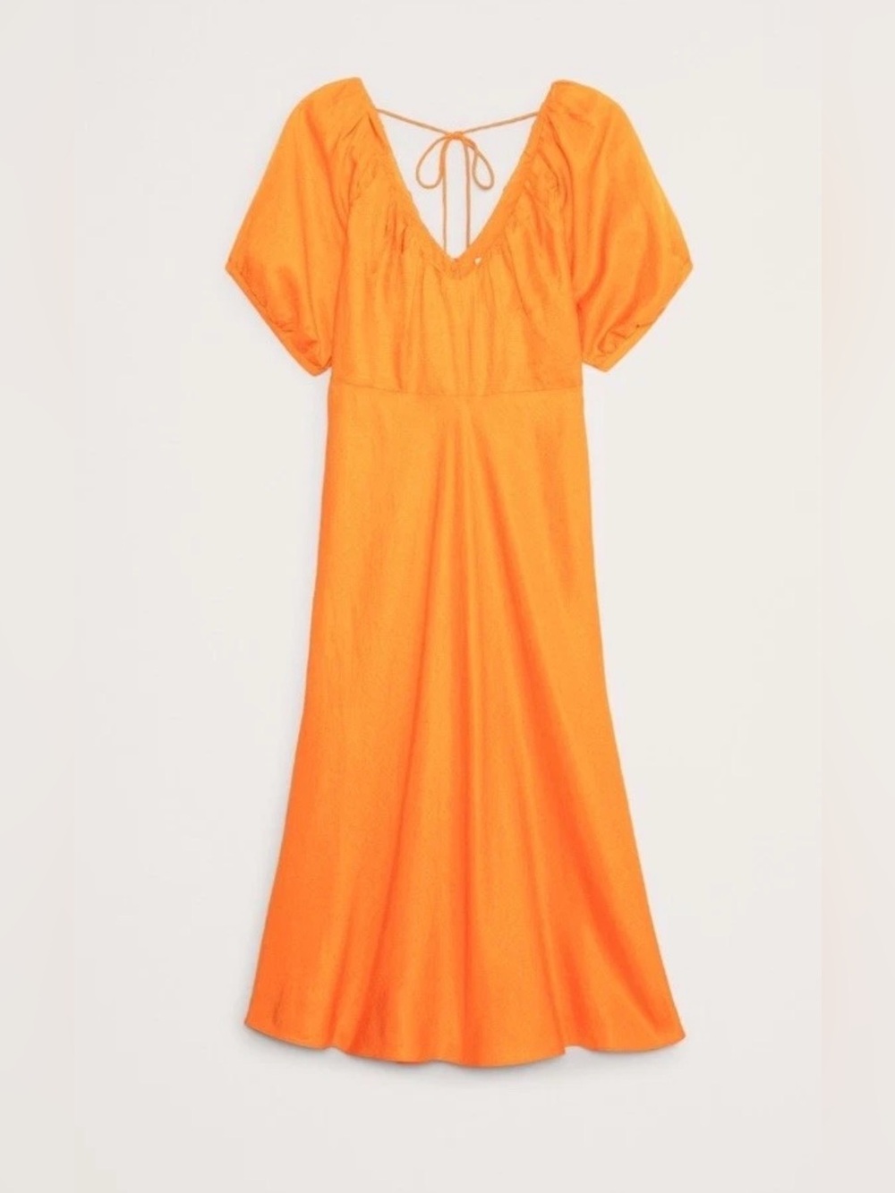 Banana Republic Linen V Neck Pheasant Maxi Dress.   Vibrant Orange. 🍊 00P